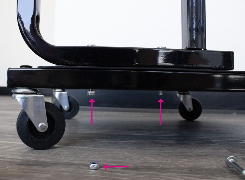 attach rails to tray on mechanic's creeper seat